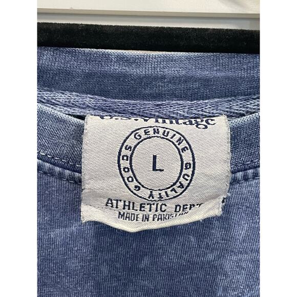 US Vintage Blue L/s T-shirt San Antonio Texas L, horns, distressed 100% Cotton - Picture 4 of 6